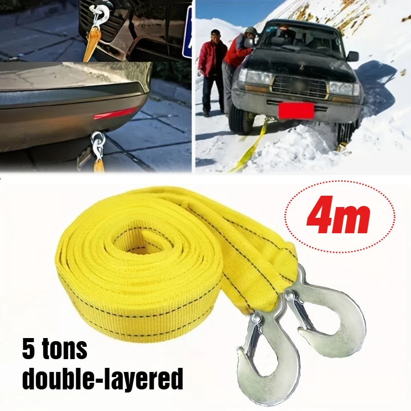 4m Heavy-Duty Tow Strap with Hook 2 Inch Woven Webbing 11000-lbs Capacity HD Truck Recovery Strap&ATV Tow Rope for Vehicles