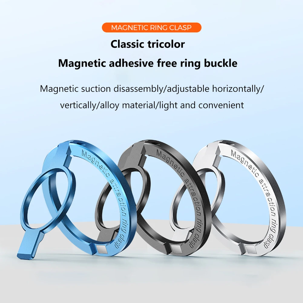 Magnetic Phone Holder For MagSafe Removable Foldable 360 Degree Cell Phone Metal Finger Ring Grip Kickstand For iPhone 12 13 14