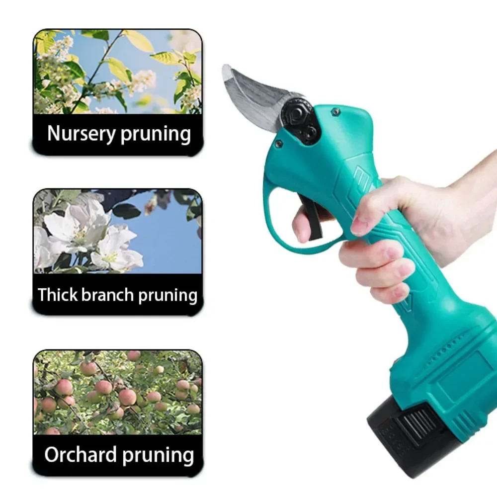 35mm Brushless Electric Pruning Shears Garden Tool Pruner Cordless Electric Garden Scissors Branches Cutter with 0/1/2 Battery