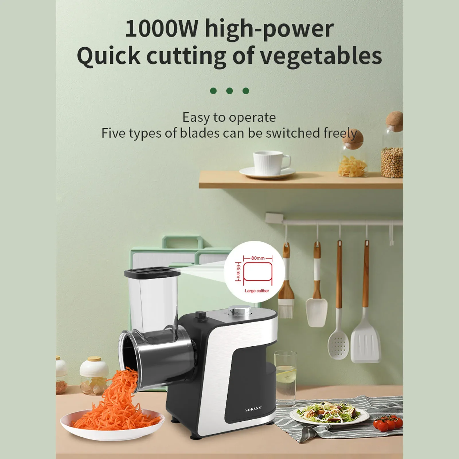 5 in1 Vegertable Cutter Electric Cheese Grater 1000W 220V Ultifunction Potato Cucumber Carrot Slicer Food Processor for Kitchen