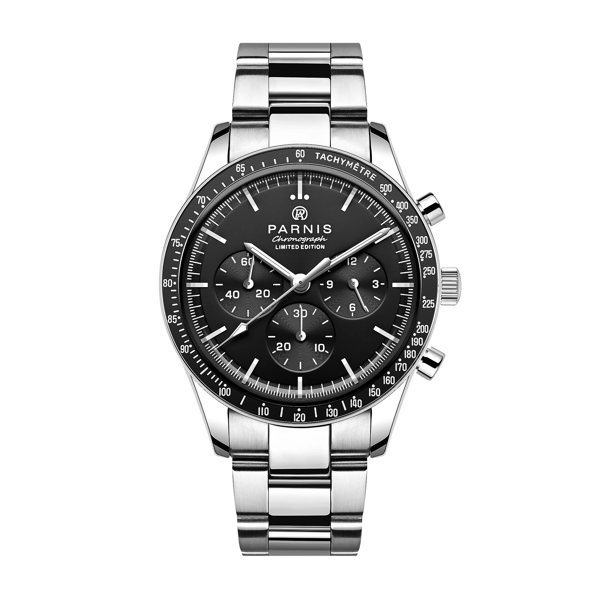 

Parnis quartz watch lunar edition VK63 sweeping second chronograph movement men's business genuine