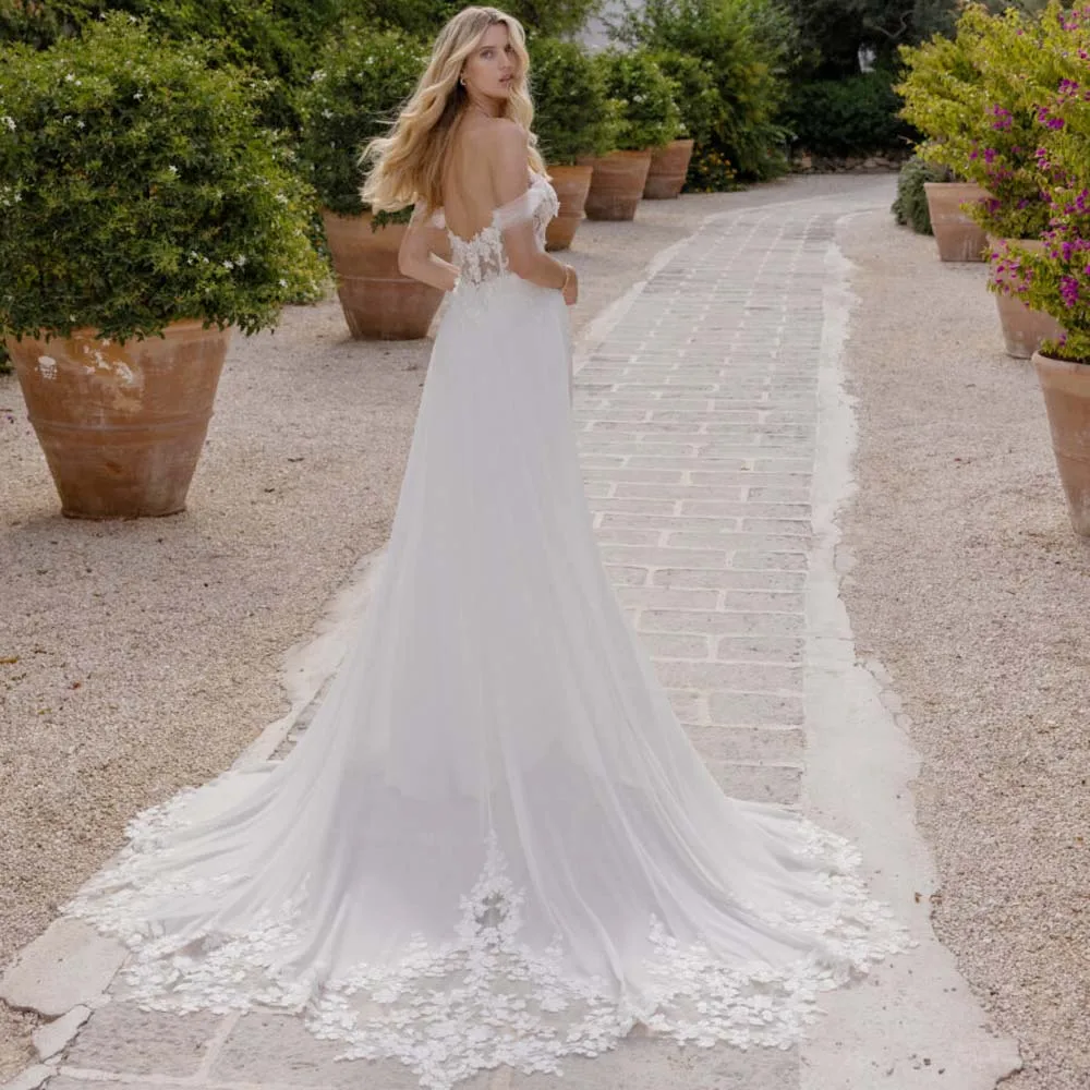 Customized Illusion Bodice Wedding Dress 2026 Off the Shoulder Country Bridal Gown Asymmetrical Train vestidos de novia