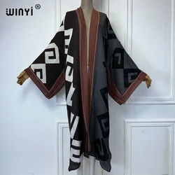 WINYI new 2024 Europe Pleated dress Beach Wear elegant Africa women Cardigan holiday party free size Kimono cover-ups for women