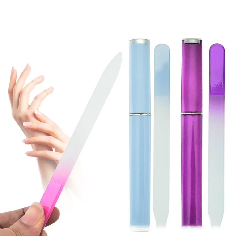 Sandblasted Colored Crystal Glass Nail File Buffer Durable Color Canister Glass File Nail File Available On Both Sides