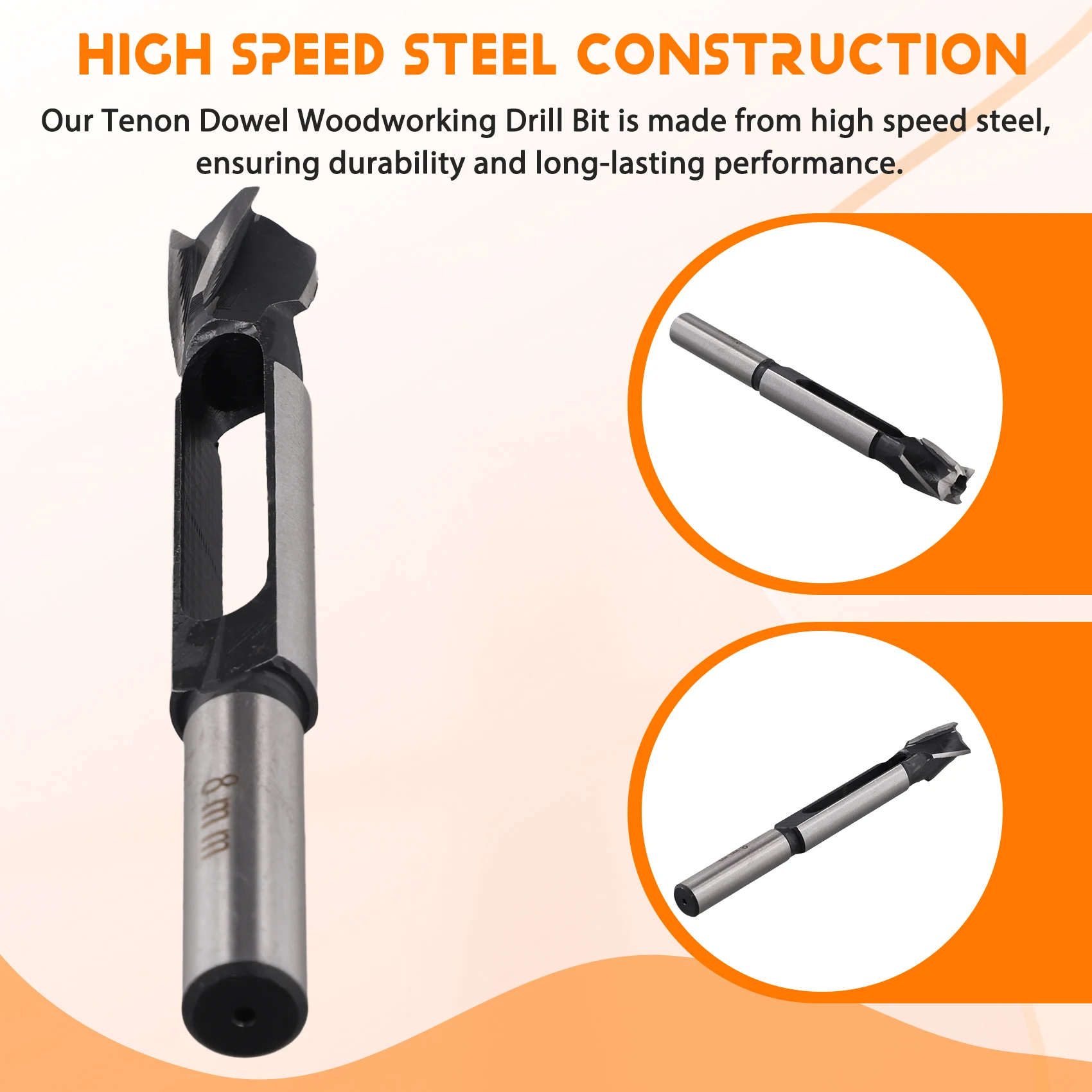 

High Speed Steel Tenon Dowel Woodworking Drill Bit Tapered Snug Plug Cutter Hole Diameter 8Mm Corkscrew Drill