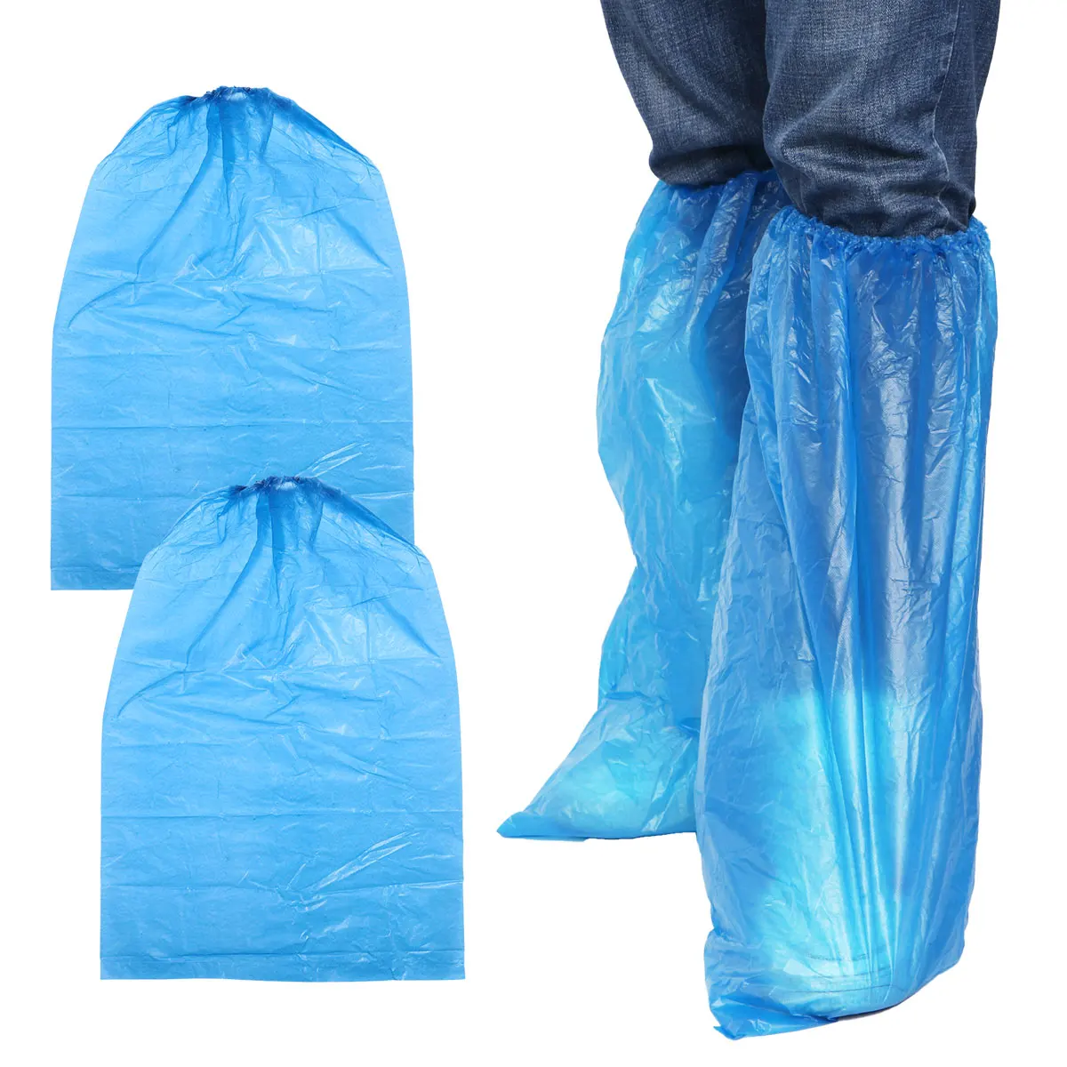 5 Pair Waterproof Shoe Covers Disposable Boot Covers for Rain Long Boots Travel Non Slip Protection Shoes Gardening Indoor