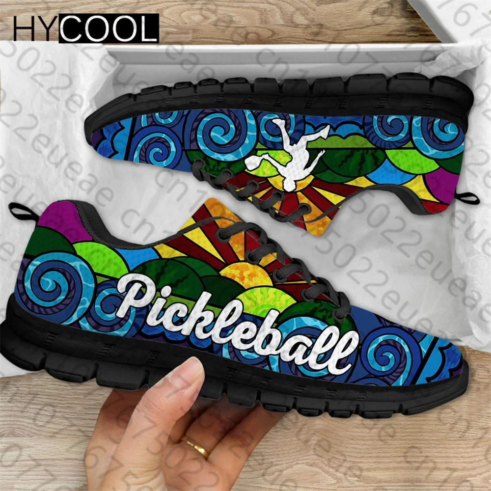 HYCOOL Fashion Women Men Sport Shoes Pickleball Ball Printing Mesh Lightweight Outdoor Lace Up Flats Running Sneakers Zapatillas