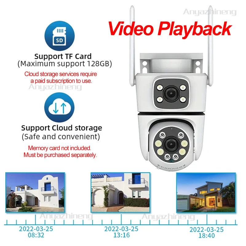 كاميرا CCTV للمنزل والخارجي/داخلي مع إنذار كشف الحركة وصوت ثنائي الاتجاه ومراقبة عن بعد ورؤية ليلية بالأشعة تحت الحمراء والفيديو