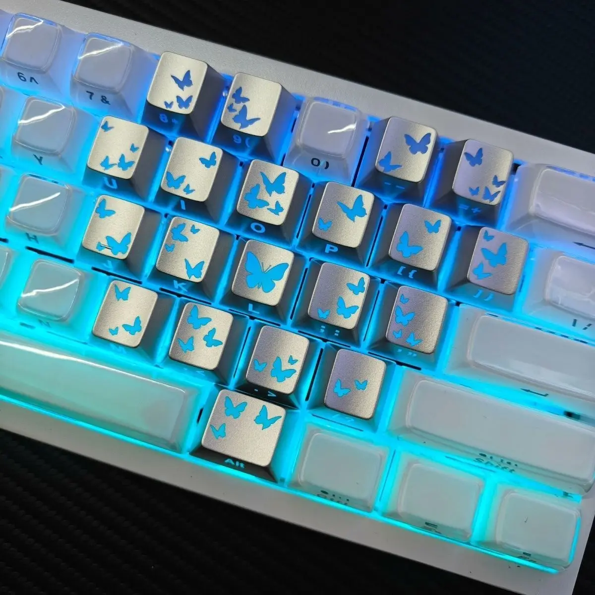 Love Butterfly Keycaps Side Engraved Light Transmission with Characters CHERRY Magnetic Axis Mechanical Keyboard Keycaps Wooting
