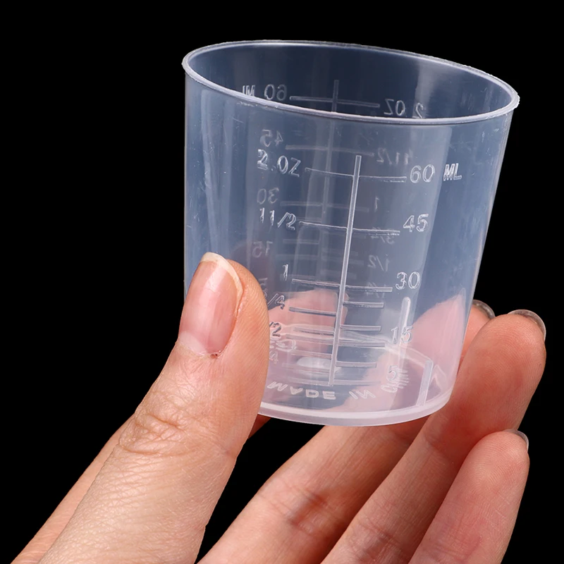 High Quality 60ml Plastic Transparent Laboratory Plastic Graduated Measuring Cup Clear Scale Show Paint Mixing Cup Tools 10PCS