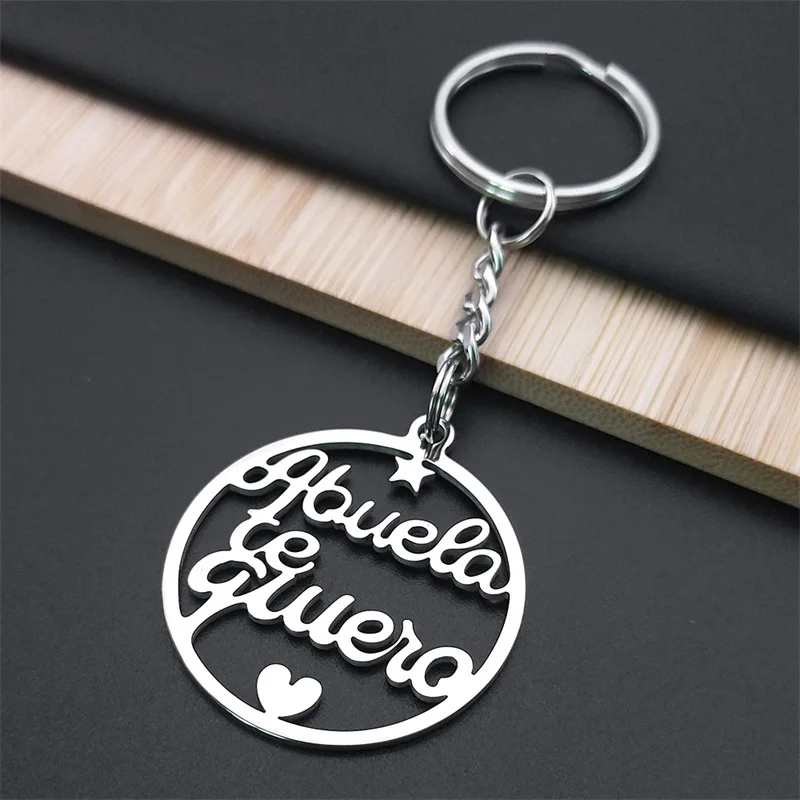 grandmother keychain te quiero abuela Stainless Steel Key Rings for Women Grandmother Grandfather Keychains Jewelry llaveros muj