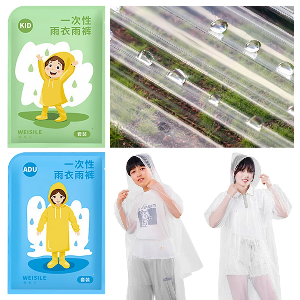 เสื้อกันฝนแบบใช้แล้วทิ้งมีความแข็งแรงทนทาน celana hujan ปิดผนึกเท้าสำหรับเดินทางแคมป์ปิ้งโปร่งใส1ชุด