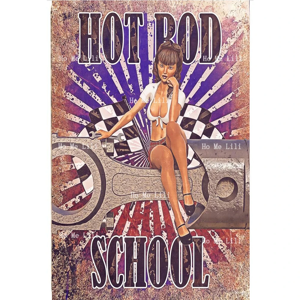 Hot Rod School Mechanic Classics Rustic Looking Car Parking Where The Bad Cars Go Vehicle Poster Metal Sign