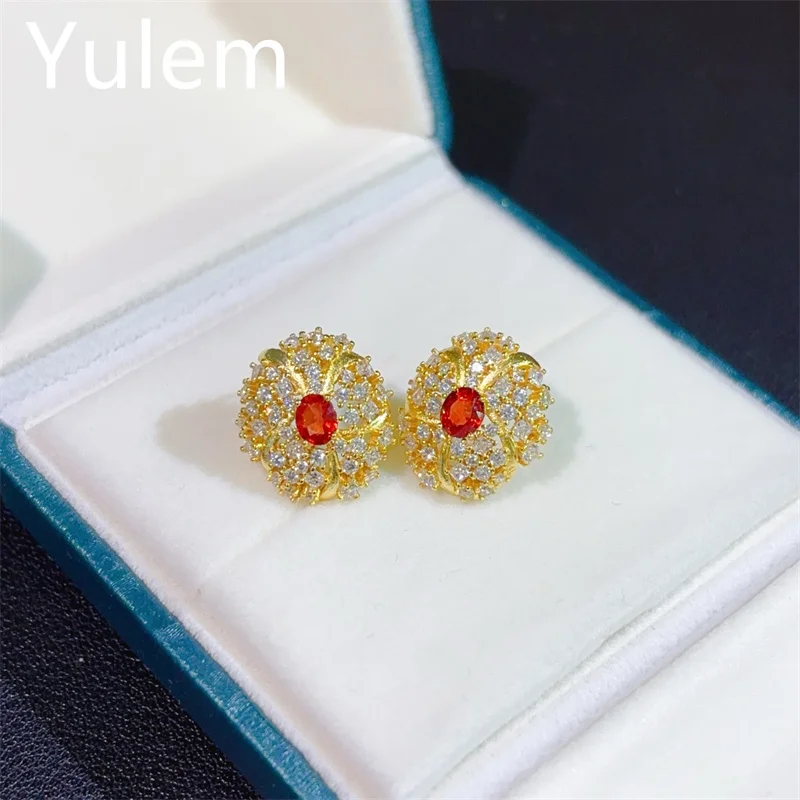 

YULEM Натуральный рубин 4x5 мм, роскошный дизайн, серебро 925 пробы, для женщин, изысканные ювелирные украшения, подарок