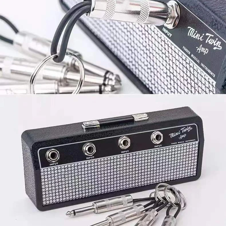 Retro Guitar Audio Plug Key Hooks Amplifier Keychain Hooks Key Rings Hanger Functional Key Shelf Hook Home Accessories