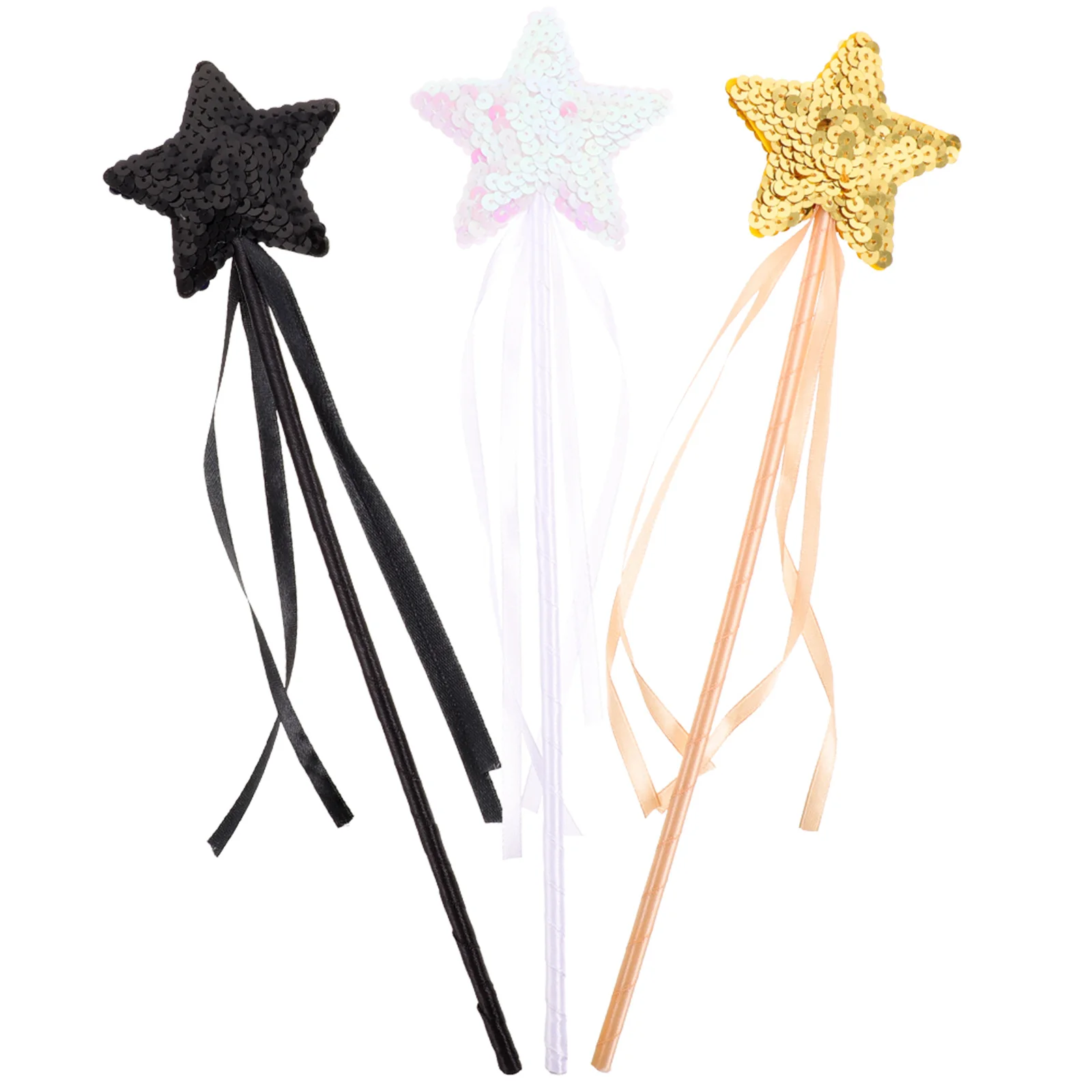 

3Pcs Glitter Fairy Wands Star Pointed Design Exquisite Handheld Sticks for Kids Festival Stage Play Birthday Party Decor