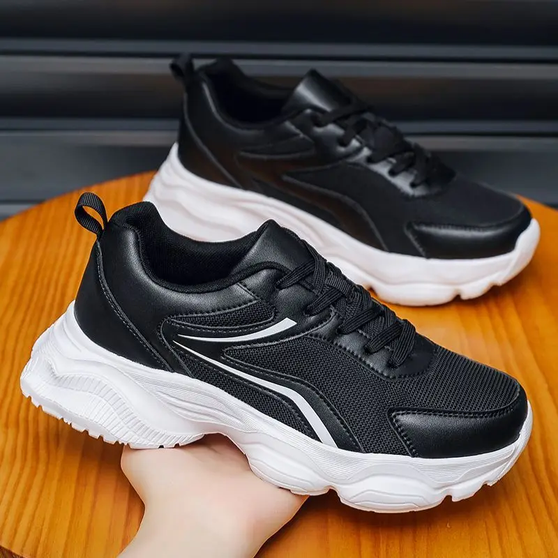 العلامة التجارية الكلاسيكية احذية الجري للرجال أسود أبيض المشي الركض حذاء تنفس الرياضة والترفيه حذاء التدريب حجم كبير 50 #5