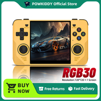 POWKIDDY RGB30 Yellow 720*720 4 Inch Ips Screen Built-in WIFI RK3566 Open-Source Retro Handheld Game Console Children's Gifts