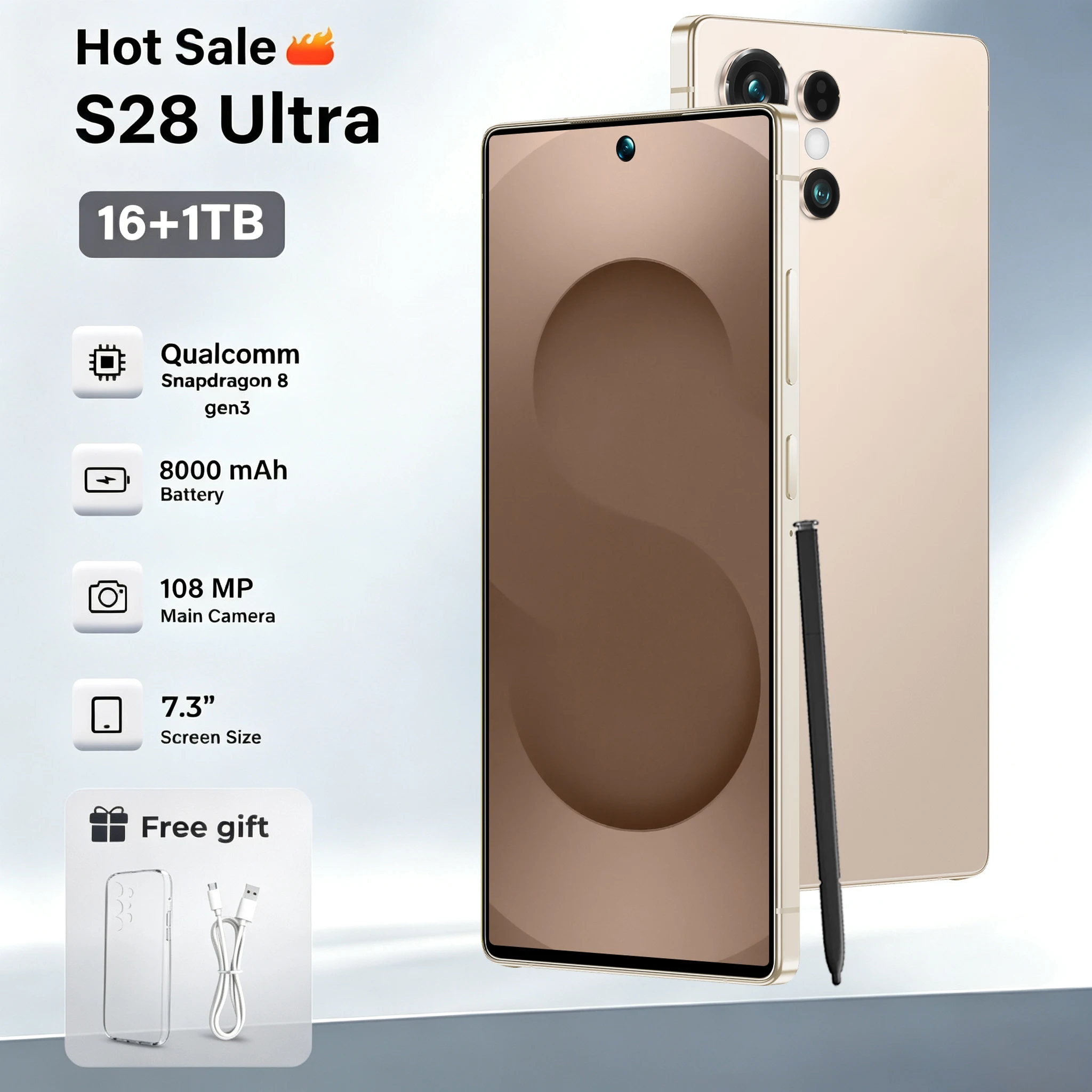 Smartphone S28 Ultra 5G - Bateria 8000mAh e Versão Global
