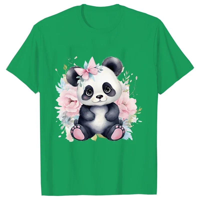 Cute Panda Printed T-Shirt Women Summer Short Sleeve Y2k Tops Fashion Hip Hop Tee Clothes Breathable Comfortable Casual T Shirt