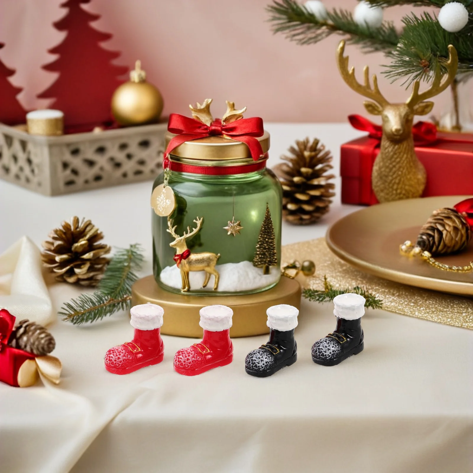 

20 шт., рождественские украшения, миниатюрные сапоги Санта-Клауса, смоляная обувь для кукольного домика, аксессуары, праздничное ремесло, настольный декор
