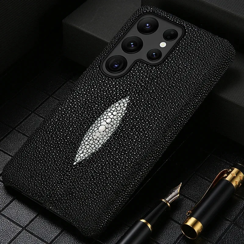 Leather Stingray Leather Phone Case for Samsung Galaxy S 25 S25 Ultra S24 S23 Plus S22 S21 S24Ultra A55 5G Luxury Rear Cover
