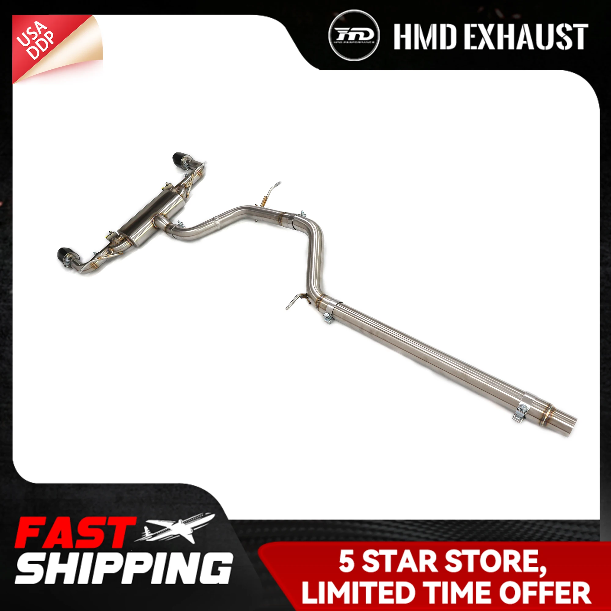 

HMD Exhaust pipe for Volkswagen Golf MK8 1.5T SS304 Catback Electronic valve black Tips Easy installation