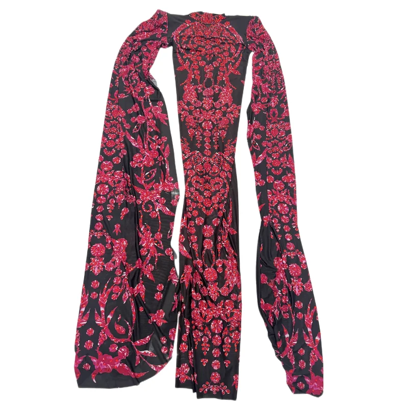 Muye – robe de soirée à grandes manches, nouveau design, motif de fleurs, strass rouge, robe de fête d'anniversaire, spectacle de bal