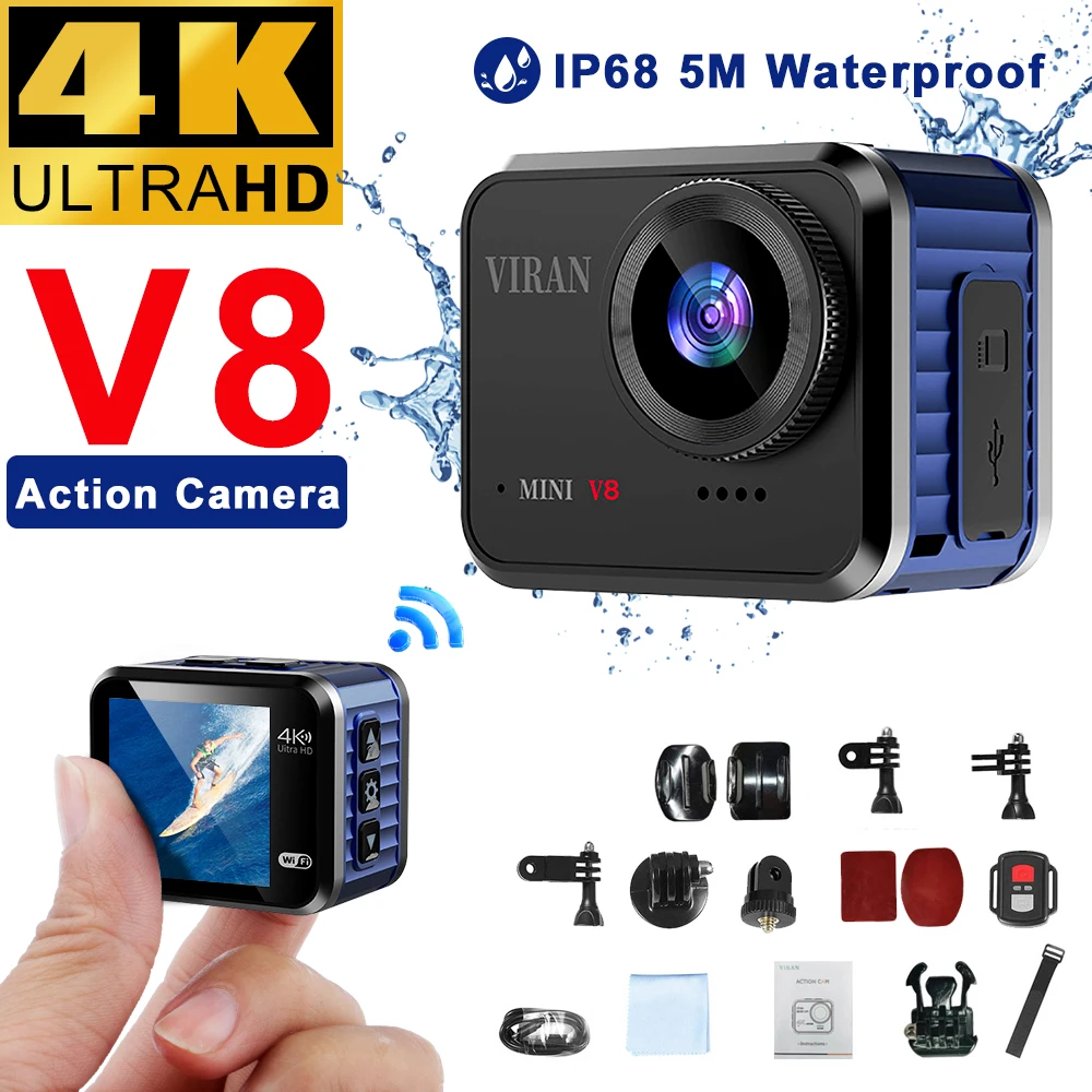 

V8 WiFi Action Camera 4K 60FPS Waterproof Shockproof Camcorders DV Sport Camcorders Drive Recorder Wireless HD Webcam Mini Cam