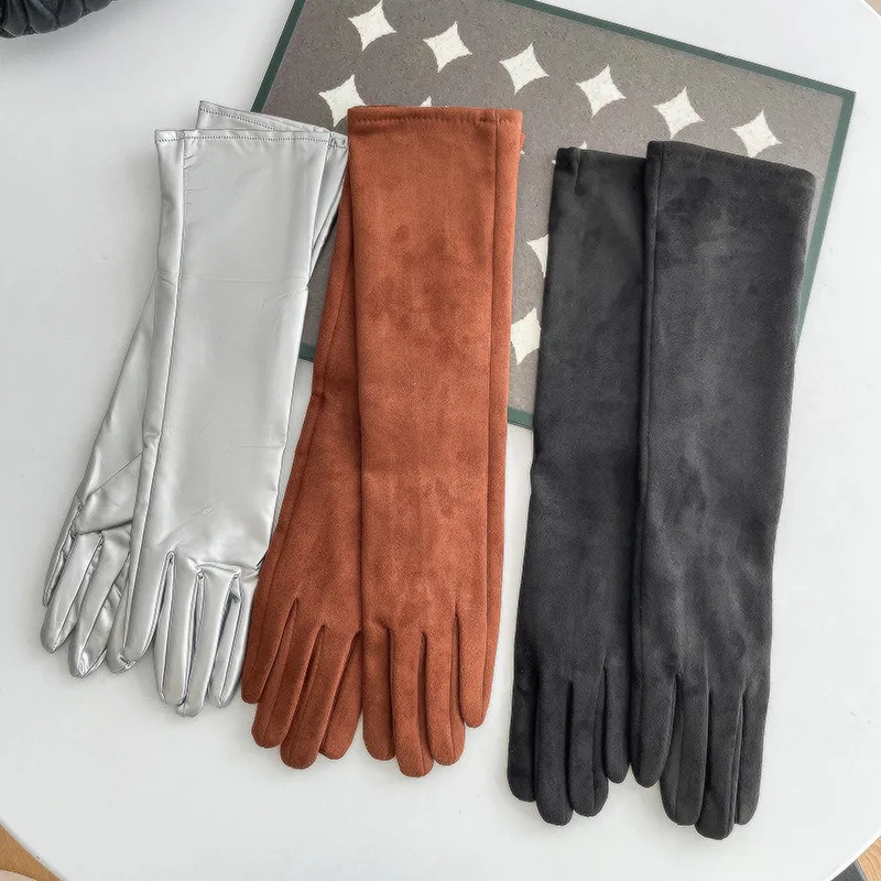 قفازات طويلة مطرزة بعزل الشتاء والدفء، قفازات شاشة تعمل باللمس، قفازات راقية للرجال والنساء #1