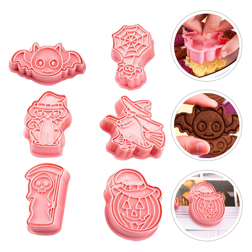 

6pcs Halloween Cookie Candy Diy Tools Halloween Theme Mold Set Baking Molds Pumpkin Ghost Bat Creative Pp Molds For