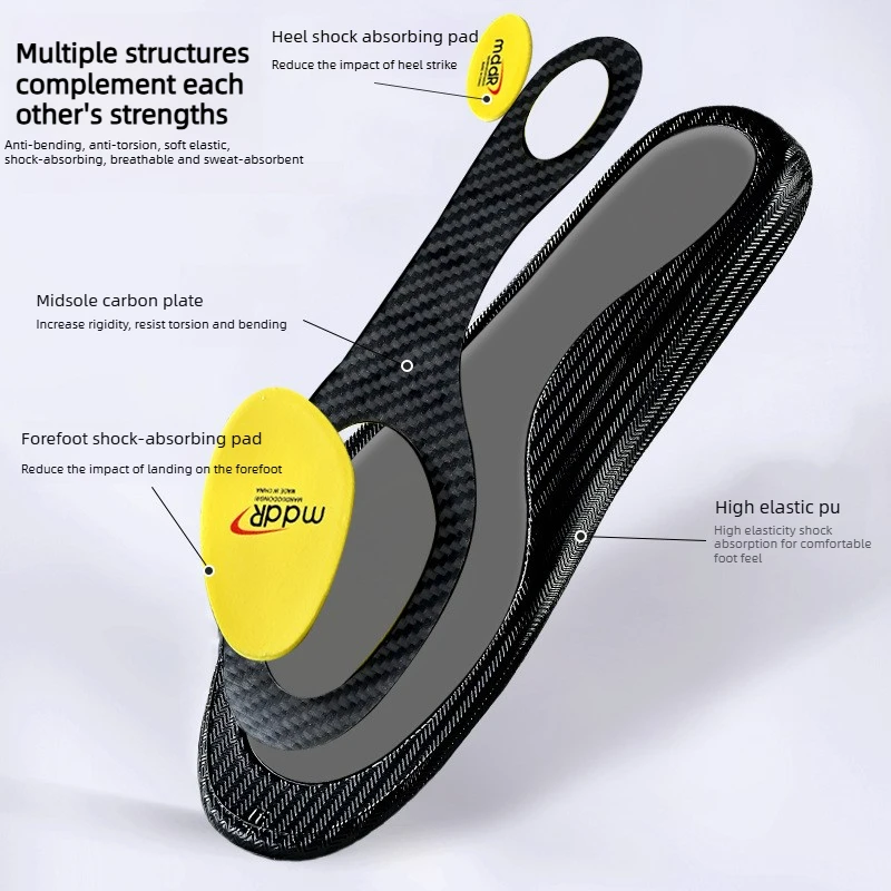 Full-length Carbon Plate Carbon Fiber Arch Support Insoles Orthopedic Sports Anti-twist Non-slip Shock-absorbing Odor-resistant