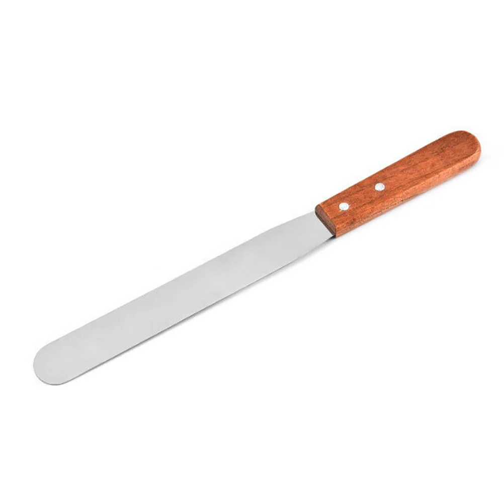 Straight Stainless Steel Wax Spatula for Hair Removal Natural Wood Handle Comfort Grip Portable Body Hair Waxing Applicator