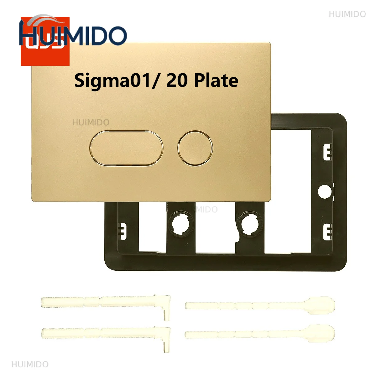 Toilet Push Plate, Double Flush, with Flush Lever Set and Mounting Frame, for Geberi-t Sigma 01, 20, 30, 50, Up320 (Gold)