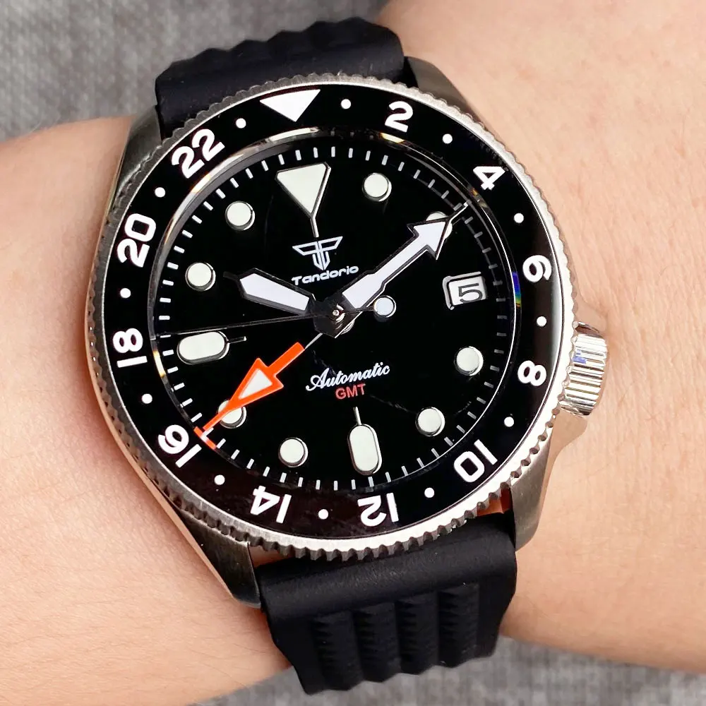 Tandorio NH34 GMT Automatic Watch 37mm Orange Dial