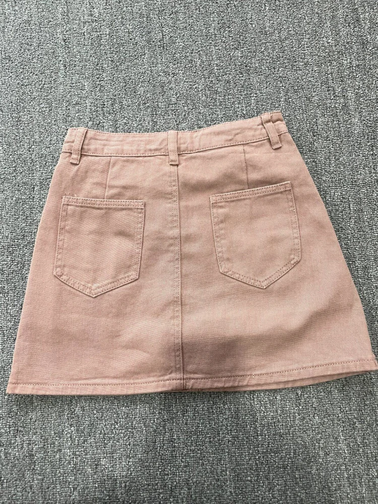 Koreaanse Sle hoge taille A-lijn rok roze denim plus maat dames faionable afslankende heupbedekkende ort rok