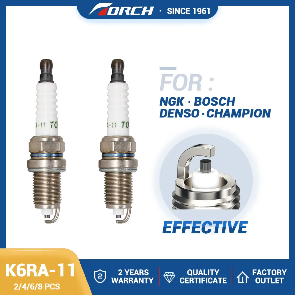 

2-8PCS Нормальные свечи зажигания факела K6RA-11 Замена для свечей 4291 ZFR6F-11 DENSO KJ20CR-U11 KJ206CR-L11 CHAMPION RC9MCC4