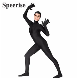 Women Zentai Costumes Adult Open Face Full Body Bodysuit Spandex Nylon Cosplay Halloween Solid Zipper Cosplay Adult Skin Tights