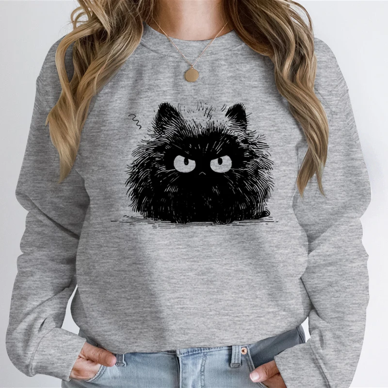 

Funny Cat Print Men Women Fashion Casual Hoodies Fried Cat Classic Funny on Unisex Sweatshirt Hoodie Cartoon Animal Lover Hoodie