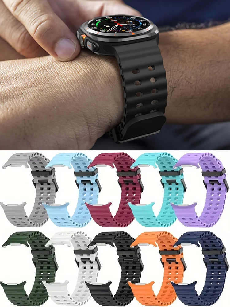 

Официальный ремешок для Samsung Galaxy Watch Ultra 47 мм, силиконовый браслет без зазоров Ocean, ремешок для часов, водные часы 7, 47 мм, спортивный ремешок