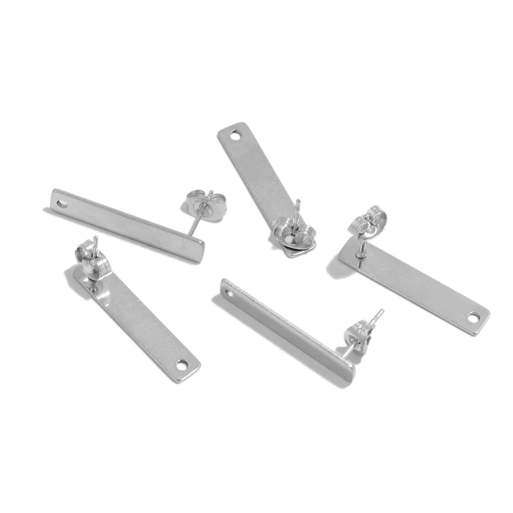 10pcs Stainless Steel Long Rectangle Ear Stud Posts for DIY Fashion Exaggerated Big Earrings Making Jewelry Findings Supplies