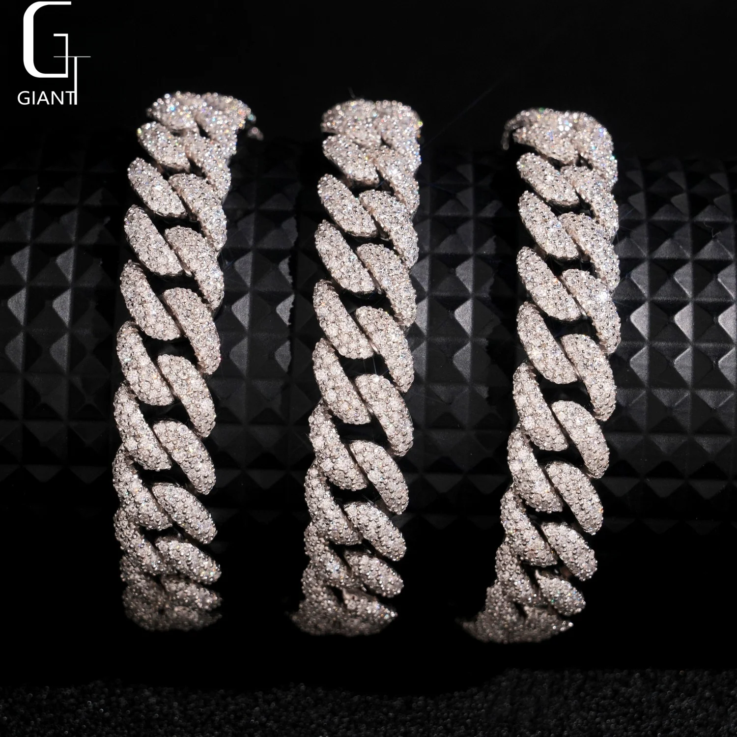 Sale 12mm Hot Moissanite Cuban Chains Mens 925 Silver Necklaces HipHop Style Miami Moissanite Cuban Chains Past Diamond Test GRA