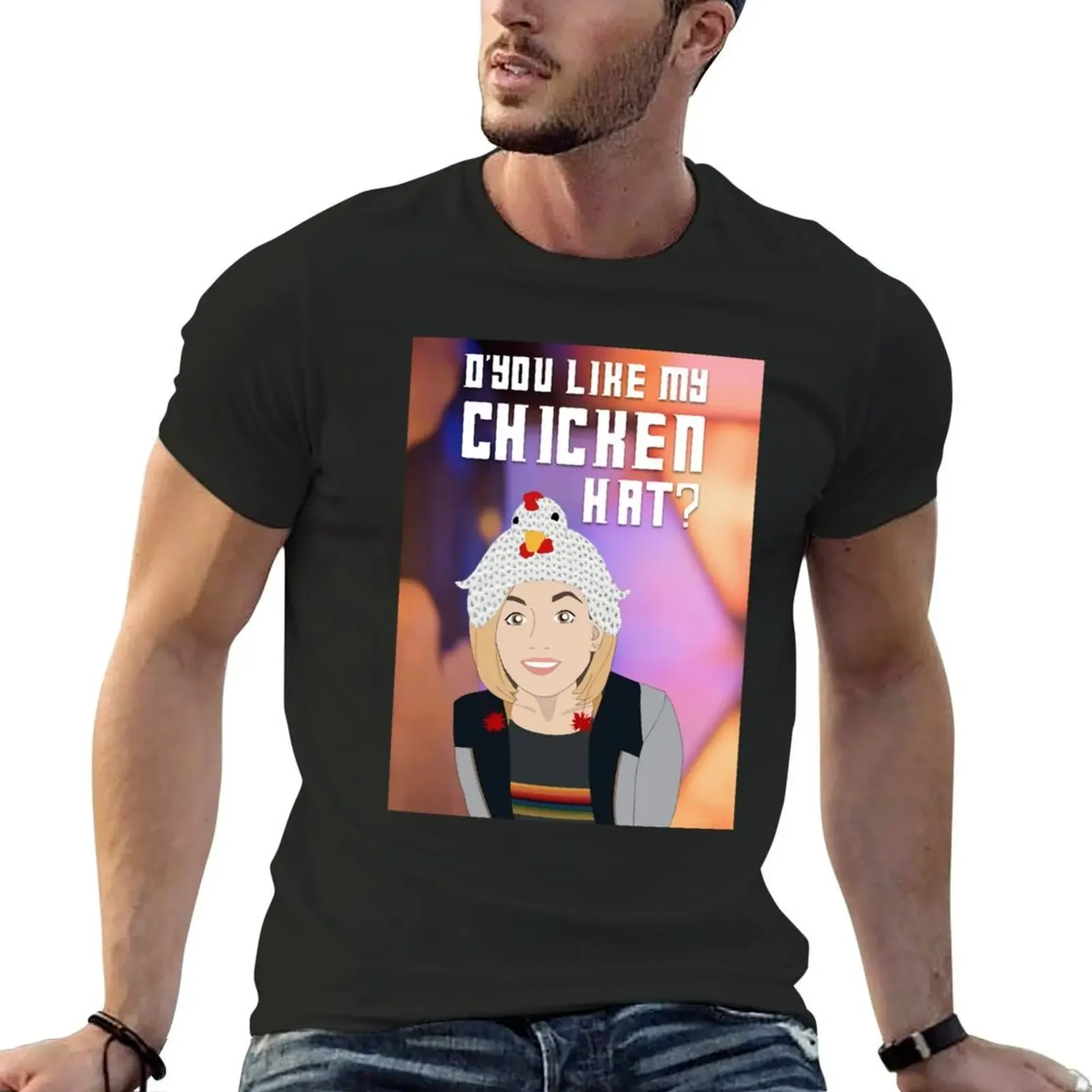 

D_you like my chicken hat (vertical) T-Shirt fashion shirts Luxury man custom t shirt men t shirts