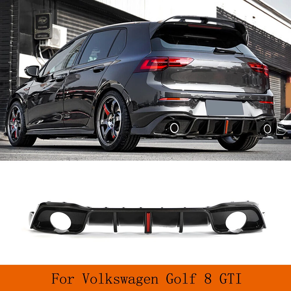 For Volkswagen Golf 8 MK8 GTI 2021-2022 Carbon Fiber Car Rear Diffuser Auto Rear Lower Bumper Lip Diffuser Spoiler Body Kits