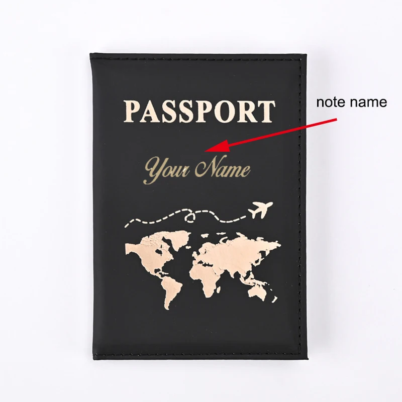 Mapa Okładka na paszport Nazwa własna Etui na paszport Pokrowce na portfele podróżne na paszporty Złote litery Passeport Personnalisé