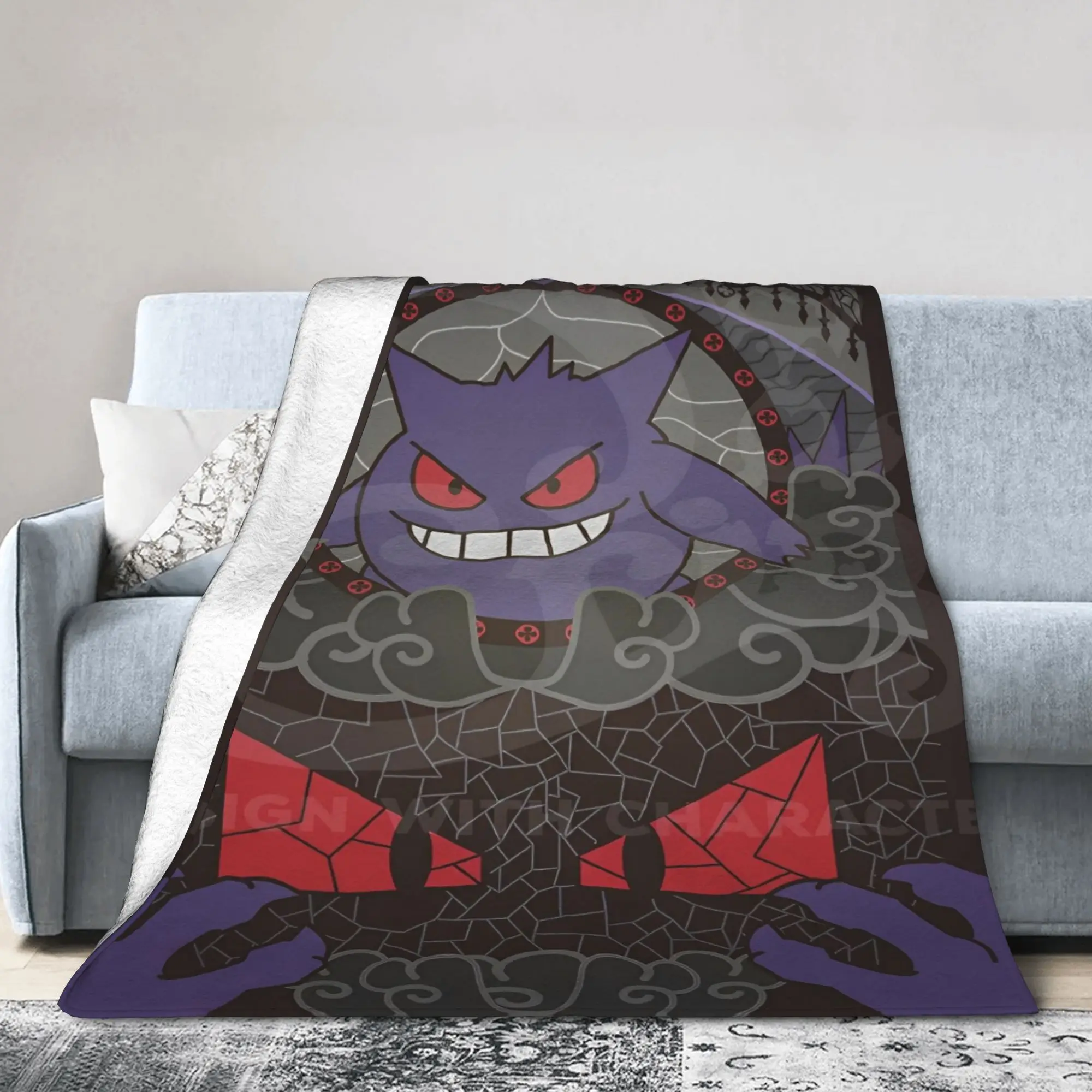 Mantas Kawaii de monstruo de bolsillo, mantas de lana muy cálidas transpirables para otoño/invierno, colchas de viaje para sofá