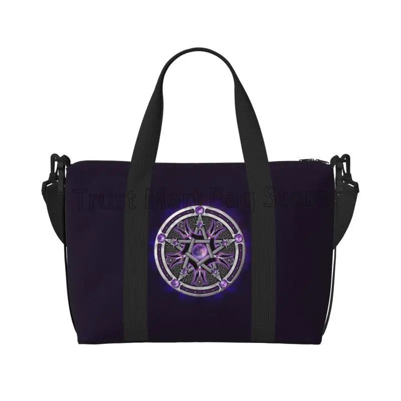 Lila Wicca Wiccan Star Pentagram Pentagramm Reisetaschen Weekender Übernachtungstasche Wasserdichte Handgepäcktaschen Sport Sporttasche