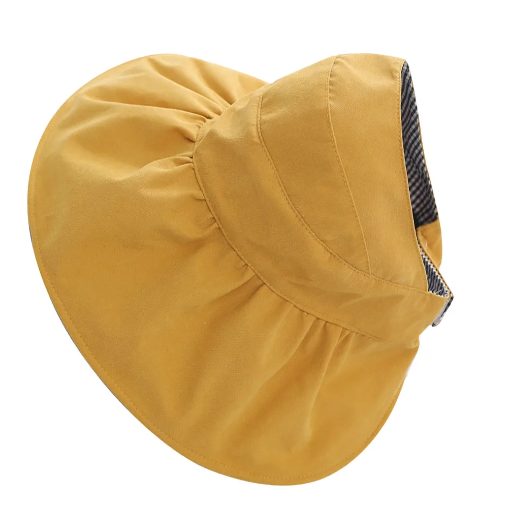 

1PC Empty Hat Foldable Sun Protection Hat Wide Brim Creative Cotton Hat for Outdoor Summer Decoration (Yellow, Kid Style)