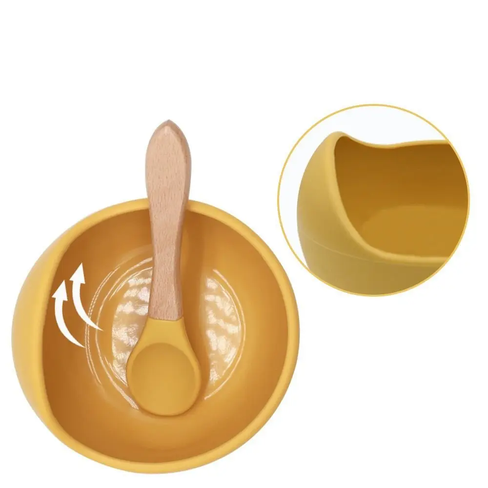 Portable Silicone Sucker Bowl Flexible Waterproof Feeding Tableware with Spoon Lightweight Feeding Bowl Set Baby Supplementary