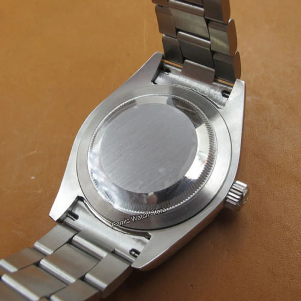 Parnis 40mm Sapphire Crystal Automatic Movement นาฬิกาลําลองผู้ชายหมายเลขสีส้ม